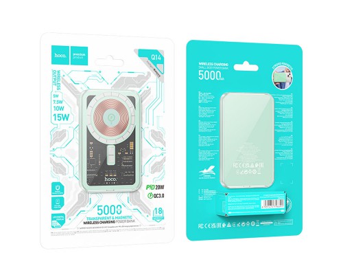 Портативное ЗУ Power Bank Hoco Q14 Ice Crystal PD20W с БЗУ 5000 mAh (00000068372_2)
