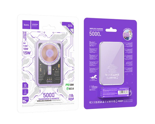 Портативное ЗУ Power Bank Hoco Q14 Ice Crystal PD20W с БЗУ 5000 mAh (00000068372_3)