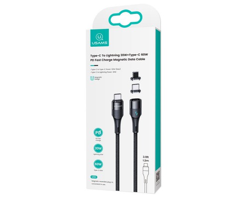 Дата кабель Usams US-SJ495 U66 Magnetic Type-C to Lightning 20W + Type-C 60W (1.2m) (00000042591_1)