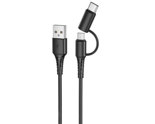 Дата кабель Hoco X54 Cool dual 2in1 USB to MicroUSB-Type-C (1m) (00000058735_1)