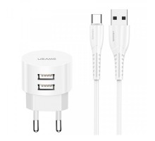 СЗУ USAMS T20 Dual USB Round Travel Charger (EU)+U35 Type-C cable (00000036180_1)