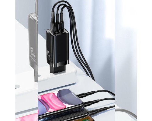 СЗУ Usams US-CC110 GaN Mini 65W (2Type-C/1USB QC) (00000039674_2)