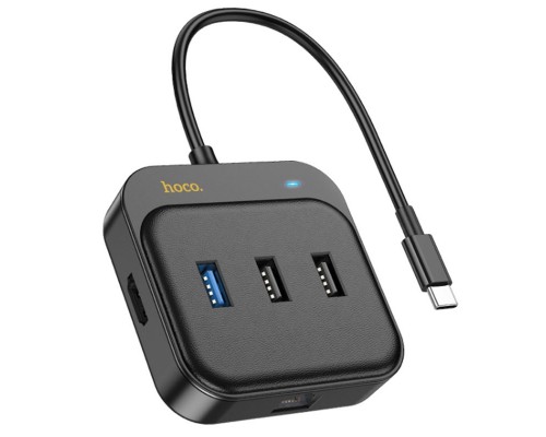 Переходник HUB Hoco HB37 Easy link 6-in-1 Multiport Adapter (HDTV+RJ45+USB3.0+USB2.0*2+PD100W) (00000066078_1)