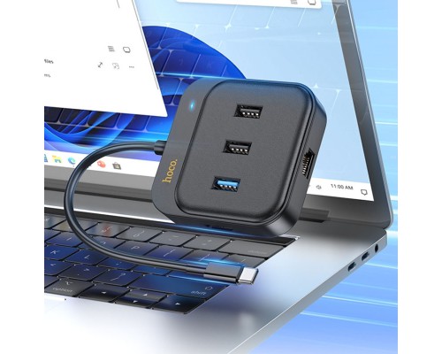 Переходник HUB Hoco HB37 Easy link 6-in-1 Multiport Adapter (HDTV+RJ45+USB3.0+USB2.0*2+PD100W) (00000066078_1)