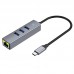 Переходник HUB Hoco HB34 Easy link Type-C Gigabit network adapter (Type-C to USB3.0*3+RJ45) (00000066079_1)