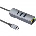 Переходник HUB Hoco HB34 Easy link Type-C Gigabit network adapter (Type-C to USB3.0*3+RJ45) (00000066079_1)
