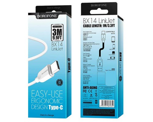 Дата кабель Borofone BX14 USB to Type-C (3m) (00000060121_1)