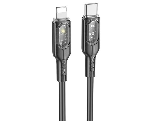 Дата кабель Hoco U120 Transparent explore intelligent power-off PD 27W Type-C to Lightning (1.2m) (00000066086_2)