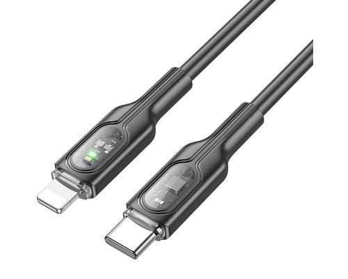Дата кабель Hoco U120 Transparent explore intelligent power-off PD 27W Type-C to Lightning (1.2m) (00000066086_2)