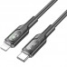 Дата кабель Hoco U120 Transparent explore intelligent power-off PD 27W Type-C to Lightning (1.2m) (00000066086_2)