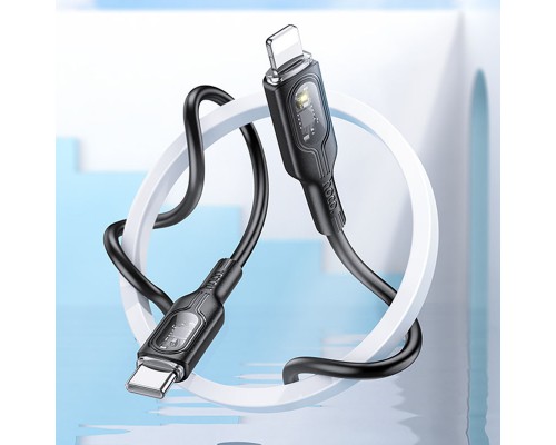Дата кабель Hoco U120 Transparent explore intelligent power-off PD 27W Type-C to Lightning (1.2m) (00000066086_2)