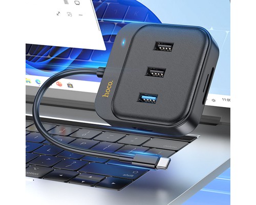 Переходник HUB Hoco HB38 Easy link 7-in-1 Multiport Adapter(HDTV+SD/TF+USB3.0+USB2.0*2+PD100W) (00000066121_1)
