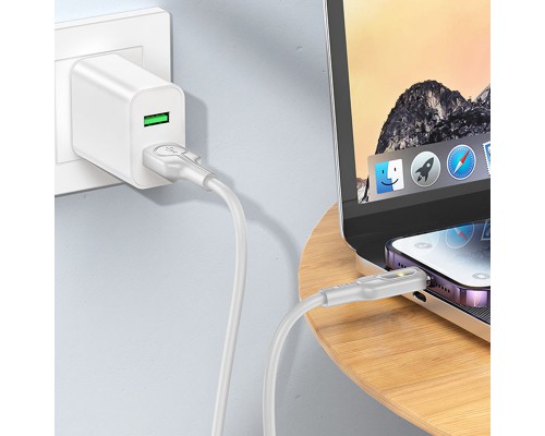 Дата кабель Hoco U120 Transparent explore intelligent power-off USB to Lightning (1.2m) (00000066124_2)