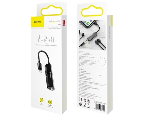 Переходник Baseus 3-in-1 Lightning Male to Dual Lightning & 3.5mm Female Adapter L52 (CALL52-0) (00000066014_1)