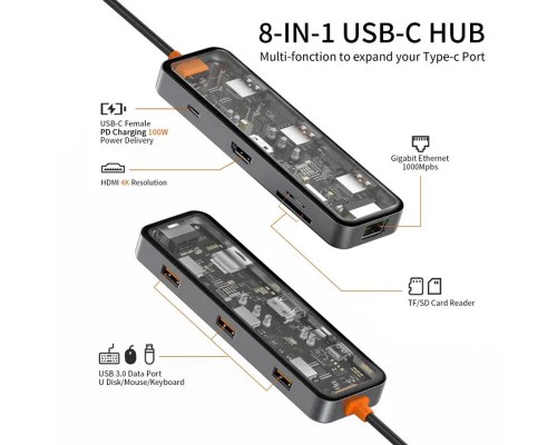 Переходник HUB WIWU Cyber hub CB008 8 in 1 (00000068545_1)