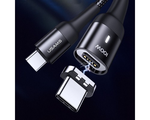 Дата кабель USAMS US-SJ466 U58 Type-C to Type-C 100W PD Fast Charge Magnetic Data Cable (1.5m) (00000039658_1)