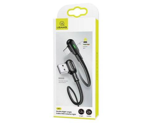 Дата кабель USAMS US-SJ455 U57 Lightning Dual Right-angle Cable With Colorful Light (1.2m) (00000039661_2)