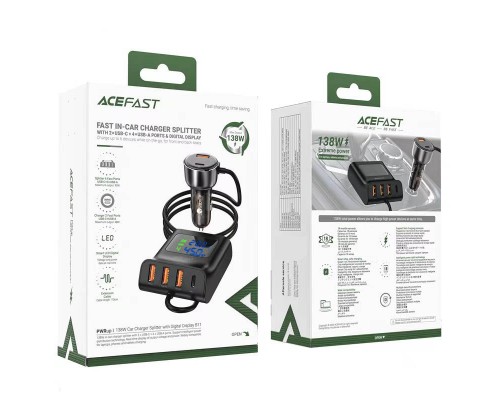АЗУ Acefast B11 138W Car Charger Splitter with Digital Display (00000065899_1)