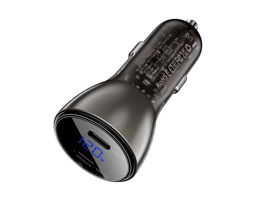 АЗУ Acefast B10 metal car charger 60W (USB-C + USB-C) with digital display (00000065900_1)