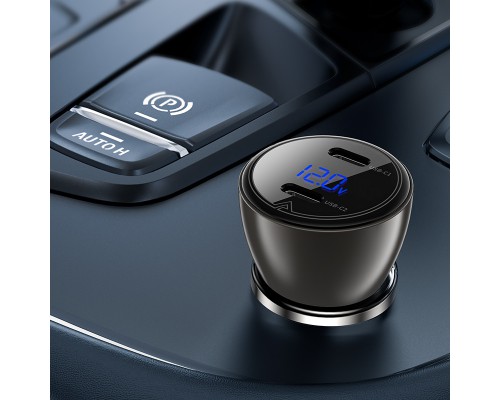 АЗУ Acefast B10 metal car charger 60W (USB-C + USB-C) with digital display (00000065900_1)
