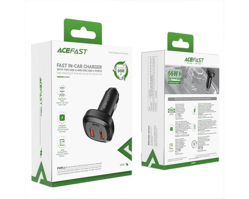 АЗУ Acefast B9 66W (2USB-A+USB-C) three port metal car charger (00000065901_1)