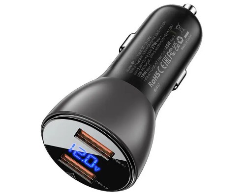 АЗУ Acefast B7 metal car charger 45W (USB-A + USB-A) with digital display (00000065903_1)