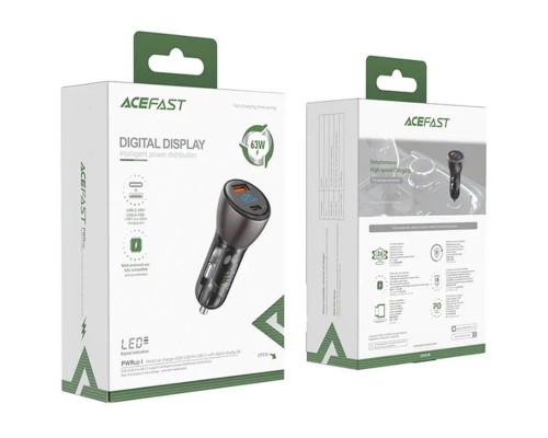 АЗУ Acefast B6 metal car charger 63W (USB-A + USB-C) with digital display (00000065904_1)