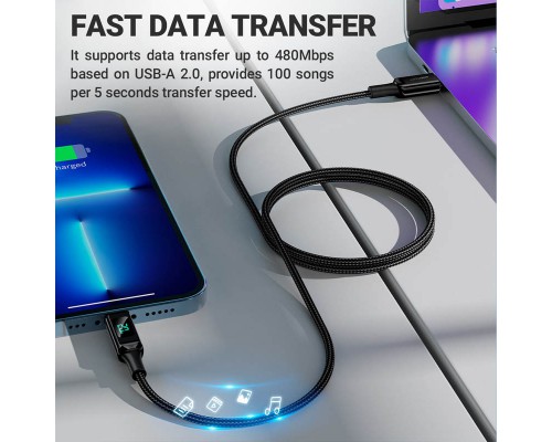 Дата кабель Acefast MFI C6-01 USB-C to Lightning zinc alloy digital display braided (1m) (00000065908_1)