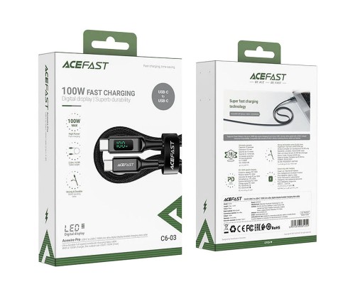 Дата кабель Acefast C6-03 USB-C to USB-C 100W zinc alloy digital display braided (1m) (00000065909_1)