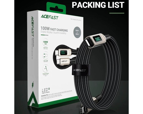 Дата кабель Acefast C6-03 USB-C to USB-C 100W zinc alloy digital display braided (1m) (00000065909_2)