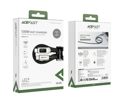 Дата кабель Acefast C6-03 USB-C to USB-C 100W zinc alloy digital display braided (1m) (00000065909_2)