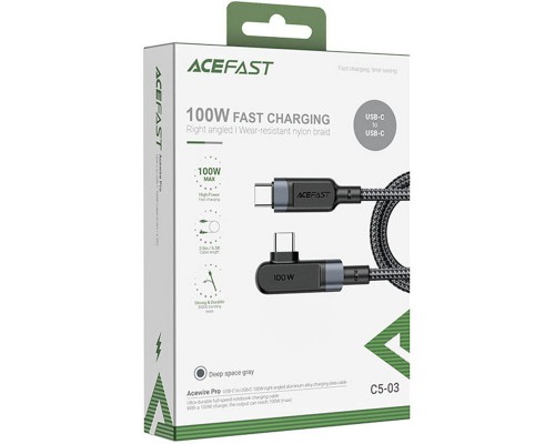 Дата кабель Acefast C5-03 USB-C to USB-C 100W right angled aluminum alloy (1m) (00000065910_1)