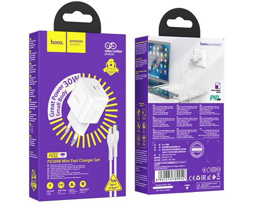 СЗУ Hoco N32 Glory PD30W Type-C to Type-C (00000064551_1)