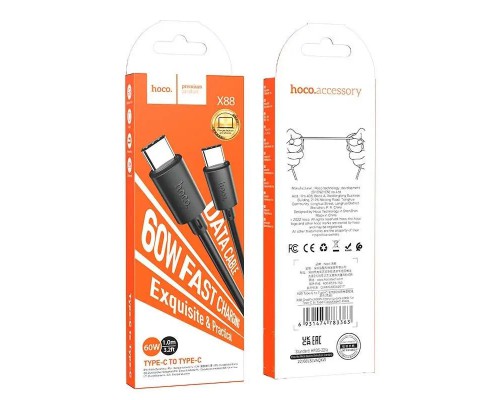 Дата кабель Hoco X88 Gratified PD 60W Type-C to Type-C (1m) (00000064554_1)