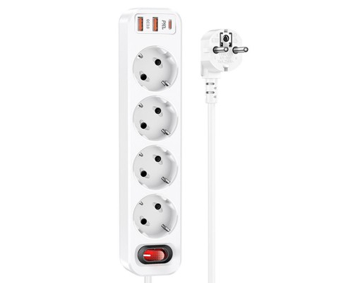 Удлинитель Hoco NS1 Aura PD20W (2USB/1Type-C/4xSocket) (00000064556_1)