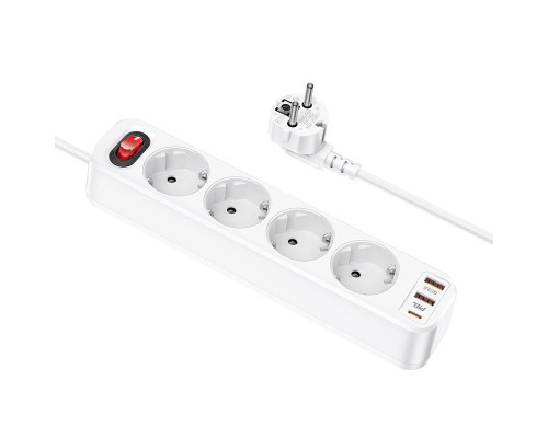 Удлинитель Hoco NS1 Aura PD20W (2USB/1Type-C/4xSocket) (00000064556_1)