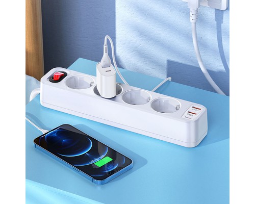 Удлинитель Hoco NS1 Aura PD20W (2USB/1Type-C/4xSocket) (00000064556_1)