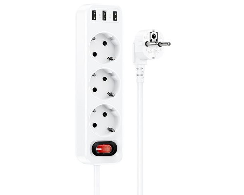 Удлинитель Hoco NS2 (3USB/3xSocket) (00000062806_2)