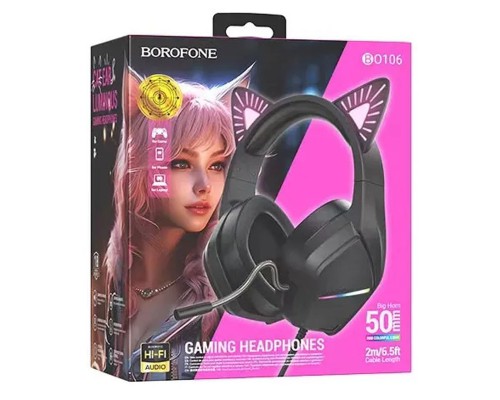 Накладные наушники BOROFONE BO106 Cute cat (USB+3.5mm/2m) (00000067805_2)