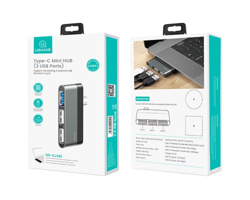 Переходник HUB Usams US-SJ461 Type-C to 3 USB port (00000042613_1)