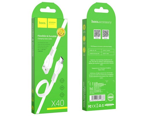 Дата кабель Hoco X40 Noah USB to MicroUSB (1m) (00000038310_1)
