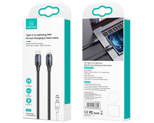 Дата кабель USAMS US-SJ521 U71 Type-C to Lightning PD 20W (1.2m) (00000062644_1)