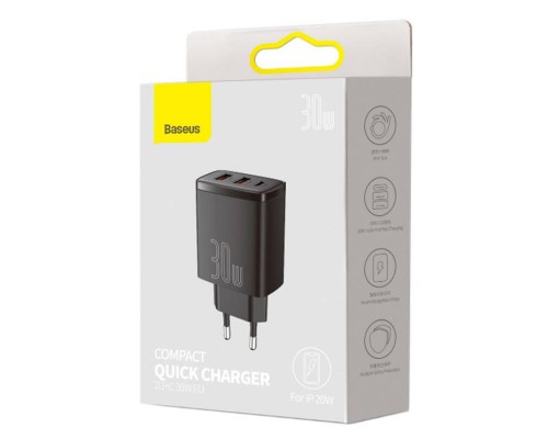 СЗУ Baseus Compact Quick Charger 30W QC+ PD (1Type-C + 2USB) (CCXJ-E) (00000053139_1)