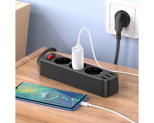 Удлинитель Hoco NS2 (3USB/3xSocket) (00000062806_1)