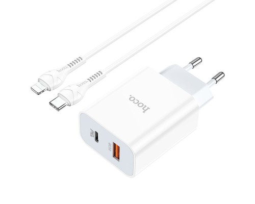 СЗУ HOCO C97A PD20W+QC3.0 (1USB/1Type-C/3A) + Type-C to Lightning (00000062808_1)