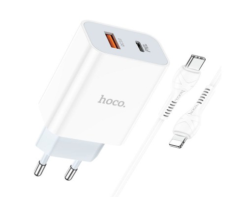 СЗУ HOCO C97A PD20W+QC3.0 (1USB/1Type-C/3A) + Type-C to Lightning (00000062808_1)