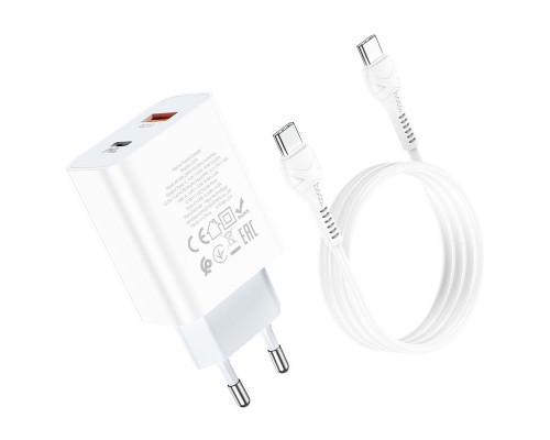 СЗУ HOCO C97A PD20W+QC3.0 (1USB/1Type-C/3A) + Type-C to Type-C (00000062809_1)