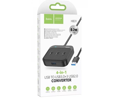Переходник HUB Hoco HB31 Easy 4-in-1 (USB to USB3.0*4) (L=0.2m) (00000062815_1)
