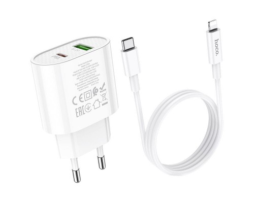 СЗУ HOCO C95A PD 20W+QC3.0 (1USB/Type-C/3A) + Type-C to Lightning (00000062817_1)