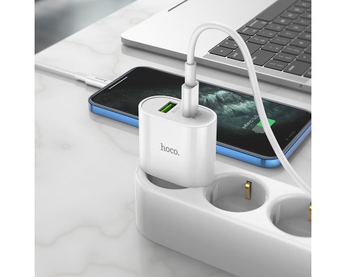 СЗУ HOCO C95A PD 20W+QC3.0 (1USB/Type-C/3A) + Type-C to Lightning (00000062817_1)